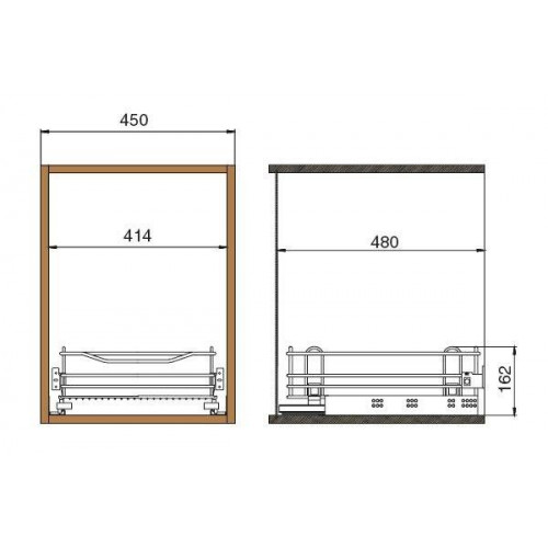 Сетка VIBO в базу 450, с системой BLUMOTION, крепление к фасаду, Н=170